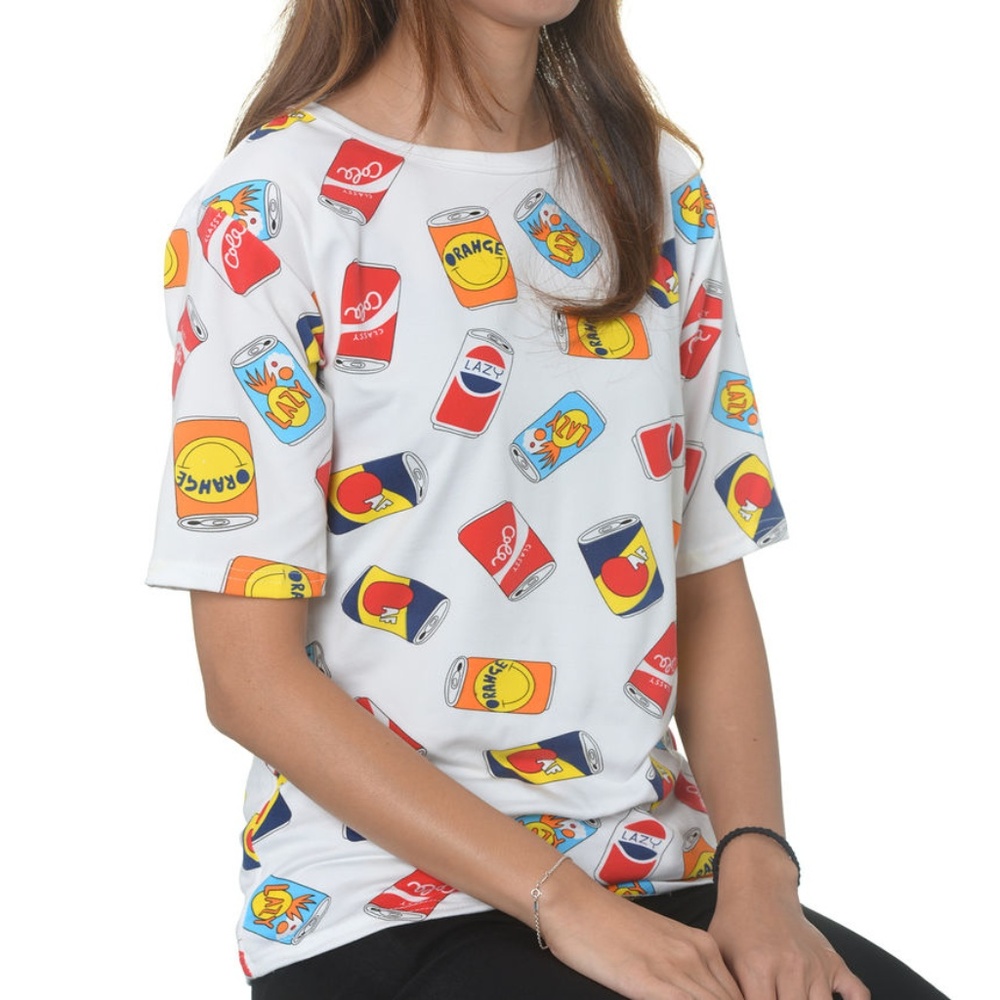 Short-Sleeve Soda Cola Graphic Print T-Shirt
